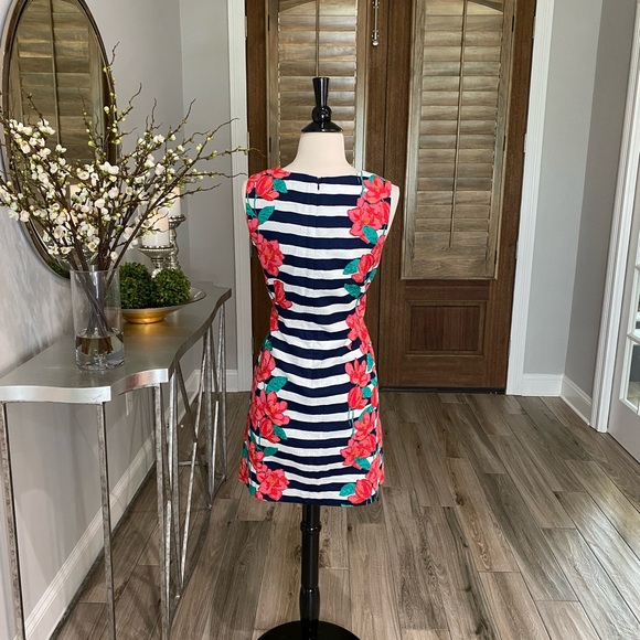 Vineyard Vines Striped Mini Dress with Red Floral Design - Picture 2 of 9